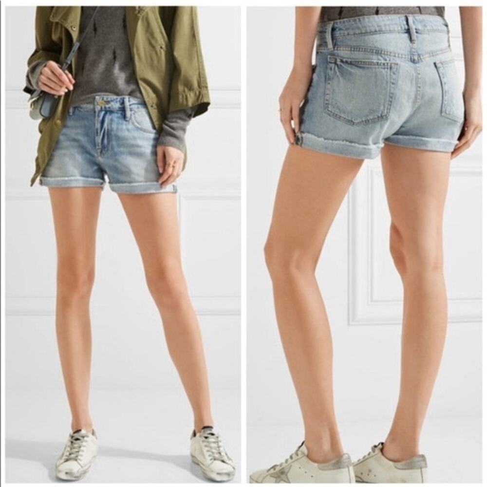 Frame Denim Le Grand Garçon Short Distressed Light Wash Shorts Boulevard Size 25